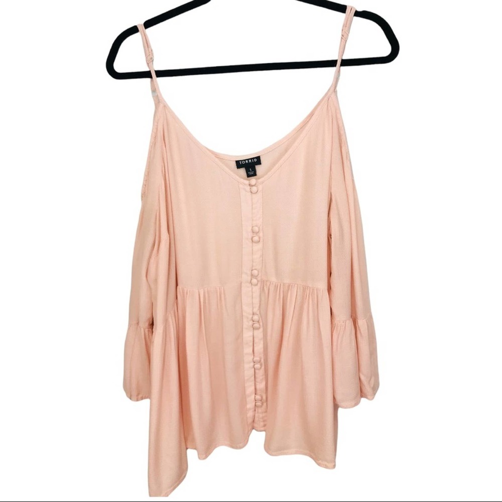 TORRID BLUSH COLD SHOULDER BLOUSE - Picture 5 of 7